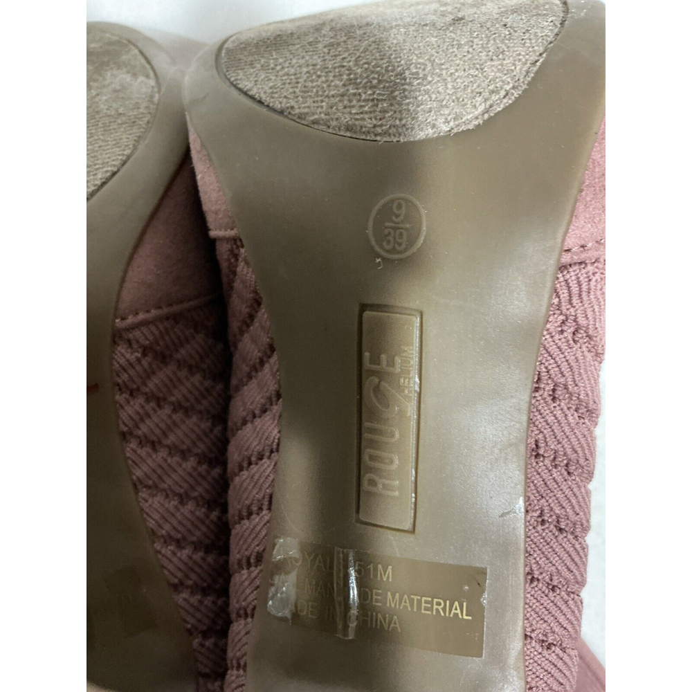 Woman’s Ruge Royals Pink Suede Stretch Fabric Ankle Boots 9m Peep Toe Heels - Picture 8 of 9
